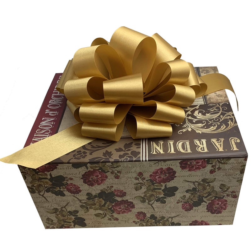 GiftWrap Etc. Large Gold Ribbon Pull Bows - 9"" Wide  Set of 6  Fall Decoration  Thanksgiving  Christmas  Gift Basket  Presents  Anniversary  Birthday  Wreath  Swag  Fundraiser  Classroom  Office  NYE - Image 2
